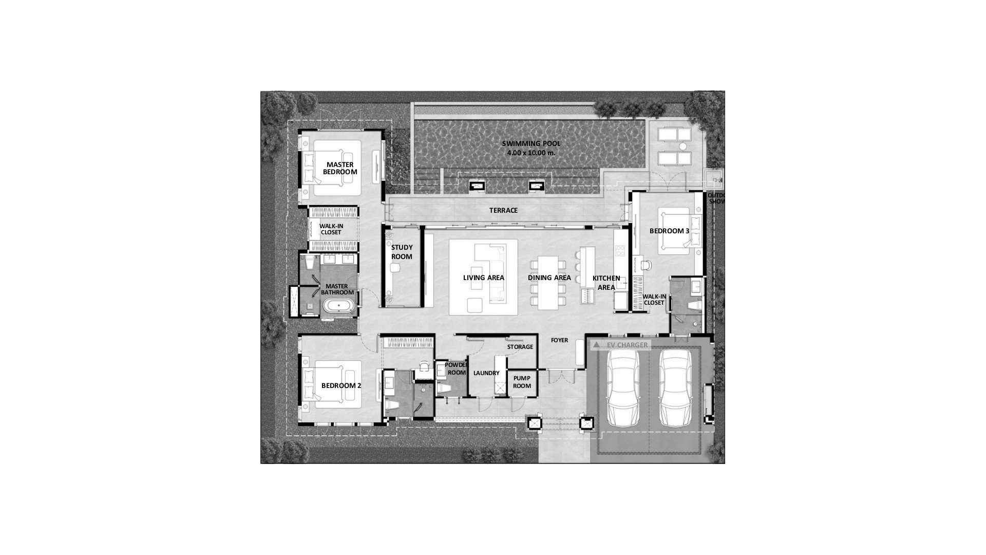 Планировка виллы 3 спальни в ЖК Casa De Monte № 11009