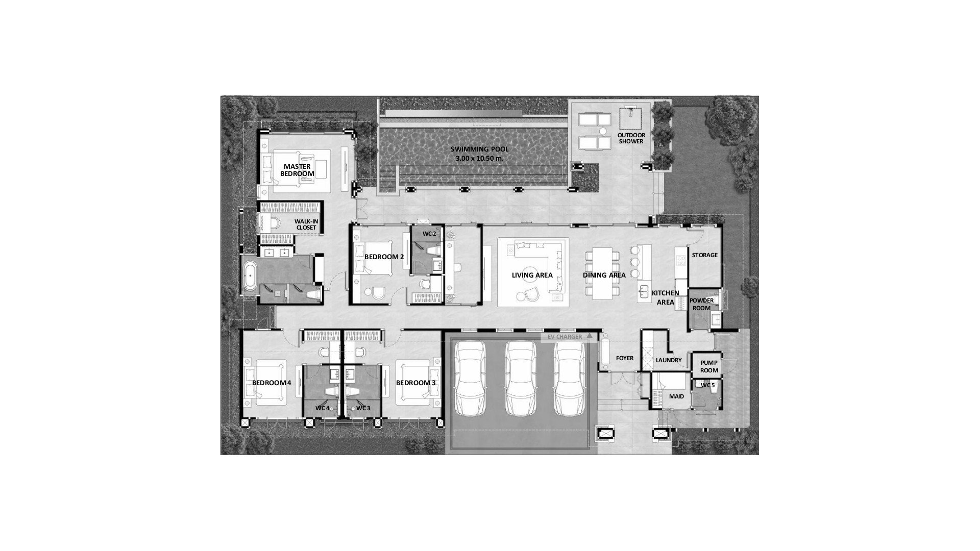 Villa floor plan, 4 bedrooms in Casa De Monte No. 11013