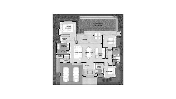 Villa floor plan, 3 bedrooms in Casa De Monte No. 11006 (2D)